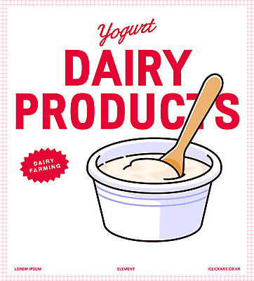 그릇 일러스트 사람없음 빨간색 나무숟가락 요거트 국내일러스트 AI파일 식기 컬러 유제품 숟가락 파일형식 벡터