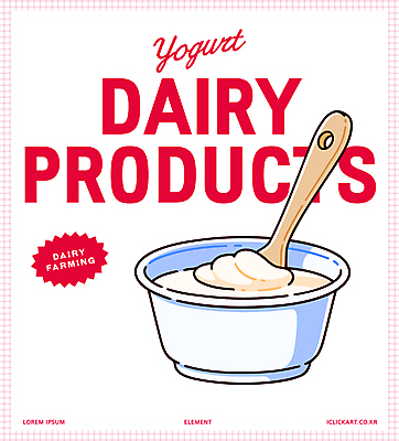 그릇 일러스트 사람없음 빨간색 나무숟가락 요거트 국내일러스트 AI파일 식기 컬러 유제품 숟가락 파일형식 벡터