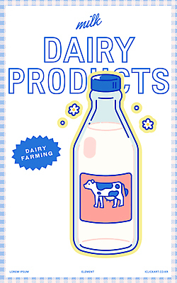 꽃 일러스트 사람없음 파란색 라벨 젖소 흰우유 병우유 플라스틱병 국내일러스트 AI파일 식물 컬러 프레임 우유 소 플라스틱 병_담는 파일형식 벡터