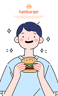 남자 행복 일러스트 한명 웃음 들기 상반신 성인 반짝임 햄버거 먹기 성인남자한명만 일러캐릭터 AI파일 캐릭터 1 감정 모션 패스트푸드 표정 사람 남자한명만 성인남자만 파일형식 벡터