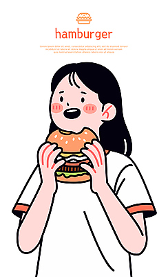 여자 행복 일러스트 한명 미소 들기 상반신 성인 햄버거 먹기 잇자국 성인여자한명만 일러캐릭터 AI파일 캐릭터 1 감정 자국 모션 패스트푸드 표정 사람 여자한명만 성인여자만 파일형식 벡터