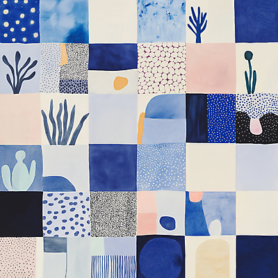 JPG 디자인 예술 패턴 일러스트 추상 사람없음 파란색 격자 국내일러스트 AI일러스트 AI콘텐츠 컬러 무늬 파일형식