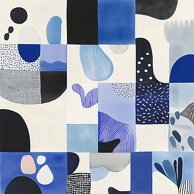 JPG 디자인 예술 패턴 일러스트 추상 사람없음 파란색 격자 국내일러스트 AI일러스트 AI콘텐츠 컬러 무늬 파일형식