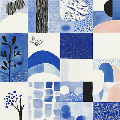 JPG 디자인 예술 패턴 일러스트 추상 사람없음 파란색 격자 국내일러스트 AI일러스트 AI콘텐츠 컬러 무늬 파일형식