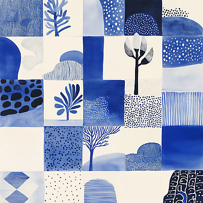 JPG 디자인 예술 패턴 일러스트 추상 사람없음 파란색 격자 국내일러스트 AI일러스트 AI콘텐츠 컬러 무늬 파일형식