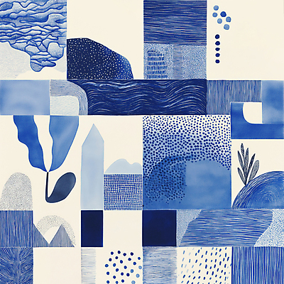 JPG 디자인 예술 패턴 일러스트 추상 사람없음 파란색 격자 국내일러스트 AI일러스트 AI콘텐츠 컬러 무늬 파일형식