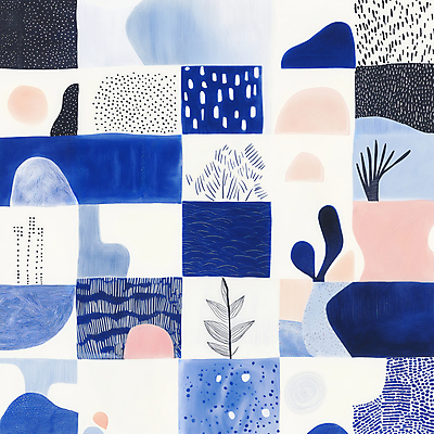 JPG 디자인 예술 패턴 일러스트 추상 사람없음 파란색 격자 국내일러스트 AI일러스트 AI콘텐츠 컬러 무늬 파일형식