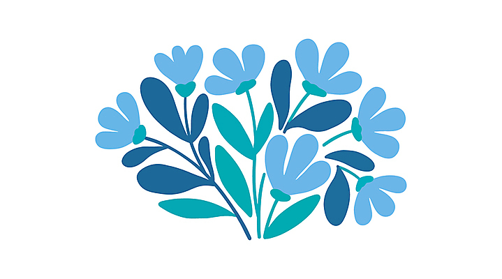 꽃 하늘색 잎 일러스트 사람없음 심플 국내일러스트 AI파일 식물 파란색 파일형식 벡터
