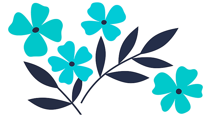 꽃 하늘색 잎 일러스트 사람없음 심플 국내일러스트 AI파일 식물 파란색 파일형식 벡터