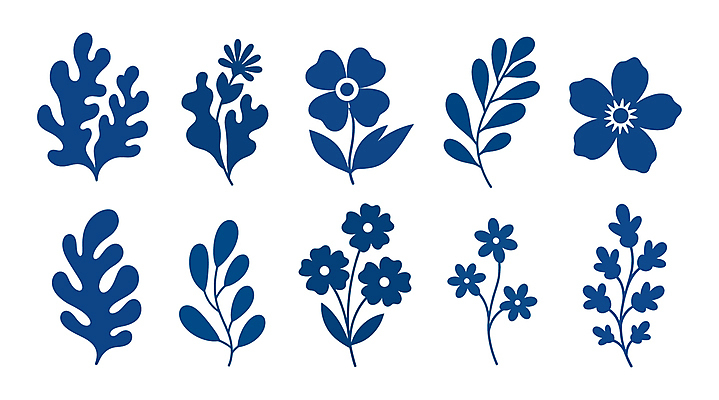 꽃 잎 일러스트 사람없음 남색 심플 엘리먼트 국내일러스트 AI파일 식물 컬러 파일형식 벡터