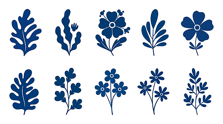 꽃 잎 일러스트 사람없음 남색 심플 엘리먼트 국내일러스트 AI파일 식물 컬러 파일형식 벡터