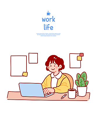 식물 여자 화분 의자 일러스트 한명 앉기 상반신 성인 비즈니스라이프 노트북 사무실 펜 머그컵 타이핑 업무 비즈니스우먼 책상 포스트잇 문서 성인여자한명만 국내일러스트 AI파일 1 라이프스타일 가구 비즈니스 모션 사람 컵 전자제품 필기구 메모지 작업 직장인 여자한명만 성인여자만 파일형식 벡터