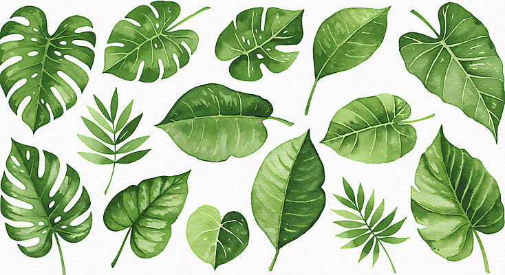 JPG 잎 일러스트 사람없음 초록색 배열 몬스테라 보테니컬아트 국내일러스트 AI일러스트 AI콘텐츠 식물 컬러 파일형식