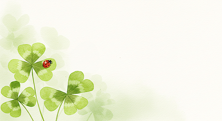 JPG 일러스트 색연필 수채화 사람없음 연두색 행운 클로버 무당벌레 카피스페이스 국내일러스트 AI일러스트 AI콘텐츠 곤충 컨셉 학용품 초록색 공백 파일형식