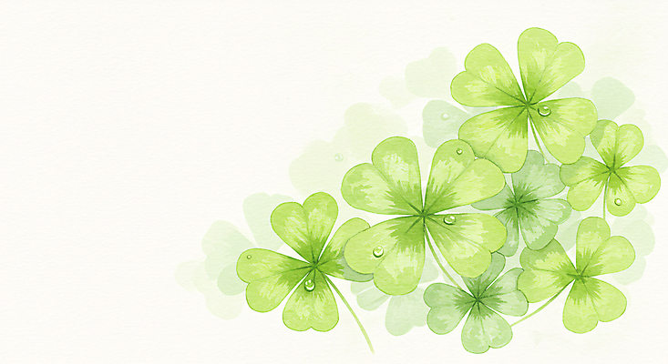 JPG 일러스트 색연필 수채화 사람없음 연두색 물방울 행운 클로버 카피스페이스 국내일러스트 AI일러스트 AI콘텐츠 컨셉 학용품 초록색 공백 파일형식