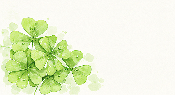 JPG 일러스트 색연필 수채화 사람없음 연두색 물방울 행운 클로버 카피스페이스 국내일러스트 AI일러스트 AI콘텐츠 컨셉 학용품 초록색 공백 파일형식