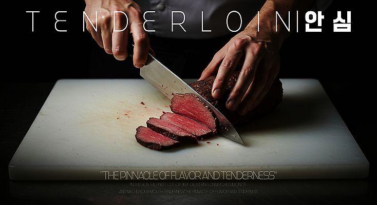 PSD 편집이미지 손 단면 도마 들기 신체부위 빨간색 어둠 소고기 칼 자르기 슬라이스 마블링 안심스테이크 이미지편집 컬러 모션 주방용품 육류 스테이크 사람 파일형식