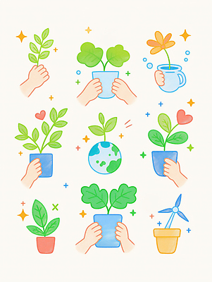 JPG 손 꽃 화분 지구 잎 일러스트 들기 신체부위 반짝임 컬러풀 자연보호 그린캠페인 하트 잡기 에코 풍력기 국내일러스트 AI일러스트 AI콘텐츠 모양 식물 캠페인 컬러 모션 자연 사람 환경 풍력에너지 보호 파일형식