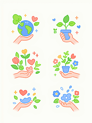JPG 손 꽃 화분 지구 잎 일러스트 들기 신체부위 반짝임 컬러풀 자연보호 그린캠페인 하트 잡기 에코 국내일러스트 AI일러스트 AI콘텐츠 모양 식물 캠페인 컬러 모션 자연 사람 환경 보호 파일형식