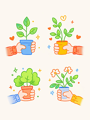 JPG 손 꽃 화분 잎 일러스트 들기 신체부위 반짝임 컬러풀 자연보호 그린캠페인 하트 잡기 에코 국내일러스트 AI일러스트 AI콘텐츠 모양 식물 캠페인 컬러 모션 자연 사람 환경 보호 파일형식