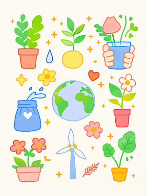 JPG 손 꽃 화분 지구 잎 일러스트 들기 신체부위 반짝임 컬러풀 자연보호 그린캠페인 물방울 하트 잡기 에코 풍력기 포대자루 국내일러스트 AI일러스트 AI콘텐츠 모양 식물 캠페인 컬러 모션 자연 사람 환경 풍력에너지 보호 자루 파일형식