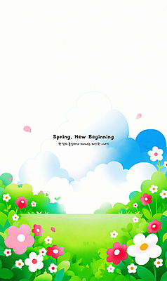 PSD 구름 꽃잎 일러스트 봄꽃 자연 하늘 잔디 사람없음 초록색 봄풍경 풀잎 카피스페이스 국내일러스트 자연요소 식물 꽃 컬러 잎 풍경 봄 공백 풀_식물 생태계 파일형식