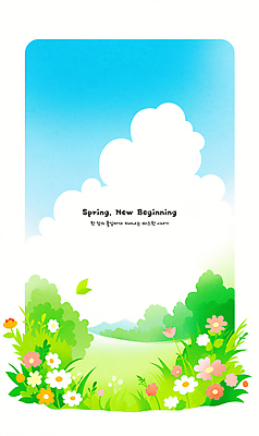 PSD 구름 일러스트 봄꽃 자연 하늘 프레임 잔디 사람없음 초록색 봄풍경 풀잎 카피스페이스 국내일러스트 자연요소 식물 꽃 컬러 잎 풍경 봄 공백 풀_식물 생태계 파일형식