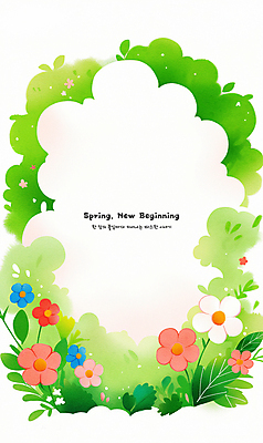 PSD 구름 일러스트 봄꽃 자연 하늘 프레임 잔디 사람없음 초록색 봄풍경 풀잎 카피스페이스 국내일러스트 자연요소 식물 꽃 컬러 잎 풍경 봄 공백 풀_식물 생태계 파일형식