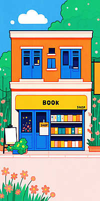 JPG 나무 구름 꽃잎 화분 일러스트 하늘 사람없음 책 평화 풀 감성 서점 국내일러스트 AI일러스트 AI콘텐츠 자연요소 식물 꽃 컨셉 상점 파일형식