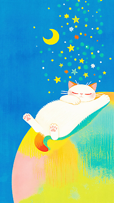 JPG 행복 별 일러스트 상상 밤하늘 동화 사람없음 파란색 눕기 눈감음 고양이 꿈 행성 초승달 편안함 환상 국내일러스트 수면_잠 AI일러스트 AI콘텐츠 자연요소 감정 컬러 컨셉 포유류 모션 하늘 반려동물 우주 달 잠 감각 야간 파일형식