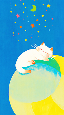 JPG 행복 별 일러스트 상상 밤하늘 동화 사람없음 파란색 눕기 눈감음 고양이 꿈 행성 초승달 편안함 환상 국내일러스트 수면_잠 AI일러스트 AI콘텐츠 자연요소 감정 컬러 컨셉 포유류 모션 하늘 반려동물 우주 달 잠 감각 야간 파일형식