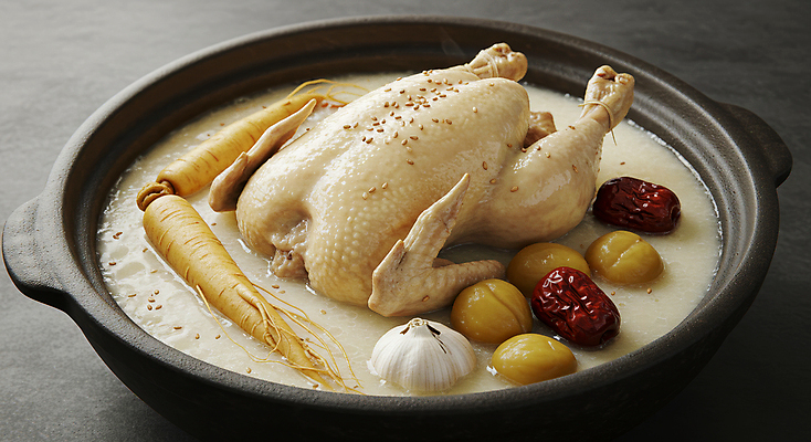 JPG 편집이미지 한국전통 한식 마늘 사람없음 전통음식 인삼 밤 뚝배기 대추 삼계탕 편집실사 AI포토 AI콘텐츠 전통 음식 채소 한국 견과류 삼 CG 보양식 파일형식