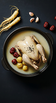 JPG 편집이미지 한국전통 한식 마늘 사람없음 전통음식 인삼 밤 뚝배기 대추 삼계탕 편집실사 AI포토 AI콘텐츠 전통 음식 채소 한국 견과류 삼 CG 보양식 파일형식