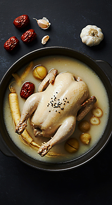 JPG 편집이미지 한국전통 한식 마늘 사람없음 전통음식 인삼 밤 뚝배기 대추 삼계탕 편집실사 AI포토 AI콘텐츠 전통 음식 채소 한국 견과류 삼 CG 보양식 파일형식