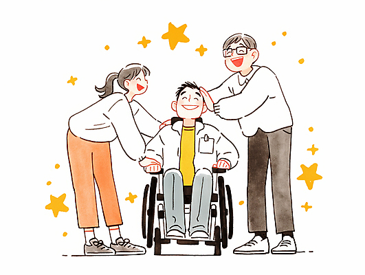 JPG 전신 여자 남자 별 일러스트 수채화 함께함 허리숙이기 웃음 앉기 성인 세명 손들기 기쁨 도움 장애인 휠체어 장애인의날 성인만 안경낌 어깨에손 국내일러스트 AI일러스트 AI콘텐츠 자연요소 감정 안경 컨셉 모션 표정 숙이기 사람 장애 파일형식 법정기념일