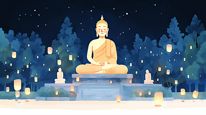 JPG 나무 불교 일러스트 촛불 밤하늘 수채화 사람없음 빛 눈감음 부처님오신날 등불 숲속 가부좌 부처님상 국내일러스트 AI일러스트 AI콘텐츠 식물 기념일 종교 초 모션 하늘 조명 앉기 야간 숲 불상 부처 파일형식