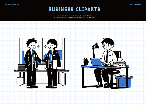 전신 클립아트 남자 화분 일러스트 창문 악수 미소 들기 앉기 정장 성인 책 세명 파란색 노트북 반짝임 사무실 검은색 스탠드 업무 직장인 비즈니스맨 책상 문서 주머니손 격자 바퀴의자 성인남자만 국내일러스트 AI파일 직업 옷 컬러 가구 무늬 의자 비즈니스 모션 조명 표정 사람 손짓 전자제품 작업 남자만 성인만 파일형식 벡터
