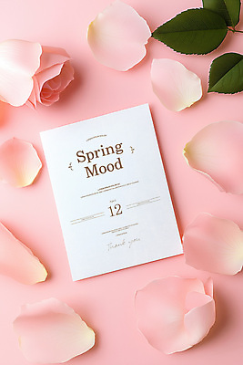 PSD 편집이미지 꽃잎 분홍색 잎 봄꽃 사람없음 청첩장 초대장 이미지편집 식물 꽃 컬러 카드_감사 봄 파일형식