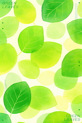 PSD 백그라운드 일러스트 나뭇잎 수채화 사람없음 초록색 겹침 국내일러스트 컬러 잎 파일형식