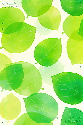 PSD 백그라운드 일러스트 나뭇잎 수채화 사람없음 초록색 겹침 국내일러스트 컬러 잎 파일형식