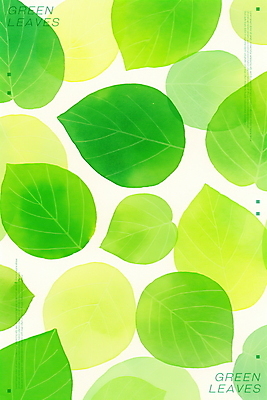 PSD 백그라운드 일러스트 나뭇잎 수채화 사람없음 초록색 겹침 국내일러스트 컬러 잎 파일형식