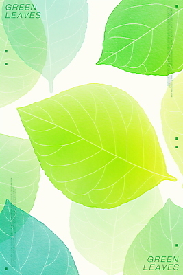 PSD 백그라운드 일러스트 나뭇잎 수채화 사람없음 초록색 겹침 국내일러스트 컬러 잎 파일형식