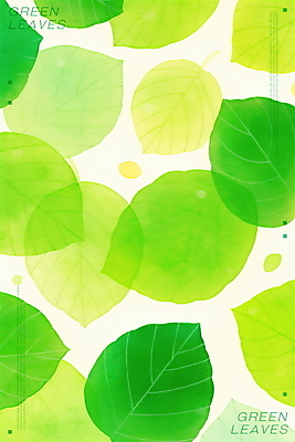 PSD 백그라운드 일러스트 나뭇잎 수채화 사람없음 초록색 겹침 국내일러스트 컬러 잎 파일형식