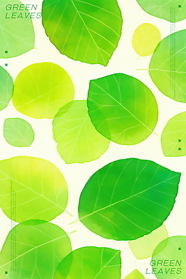 PSD 백그라운드 일러스트 나뭇잎 수채화 사람없음 초록색 겹침 국내일러스트 컬러 잎 파일형식