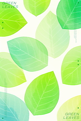 PSD 백그라운드 일러스트 나뭇잎 수채화 사람없음 초록색 겹침 국내일러스트 컬러 잎 파일형식