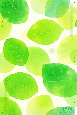 PSD 백그라운드 일러스트 나뭇잎 수채화 사람없음 초록색 겹침 국내일러스트 컬러 잎 파일형식