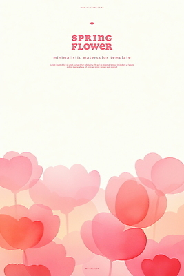 PSD 분홍색 백그라운드 일러스트 봄꽃 수채화 사람없음 겹침 국내일러스트 꽃 컬러 봄 파일형식