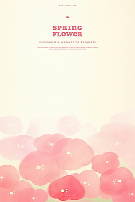 PSD 분홍색 백그라운드 일러스트 봄꽃 수채화 사람없음 겹침 국내일러스트 꽃 컬러 봄 파일형식