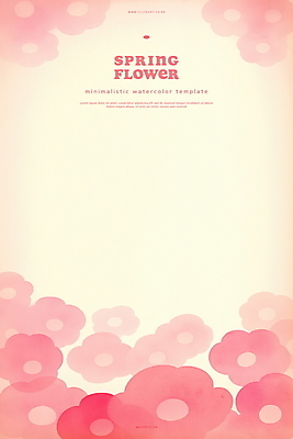 PSD 분홍색 백그라운드 일러스트 봄꽃 수채화 사람없음 겹침 카피스페이스 국내일러스트 꽃 컬러 봄 공백 파일형식