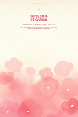 PSD 분홍색 백그라운드 일러스트 봄꽃 수채화 사람없음 번짐 겹침 국내일러스트 꽃 컬러 봄 파일형식 효과